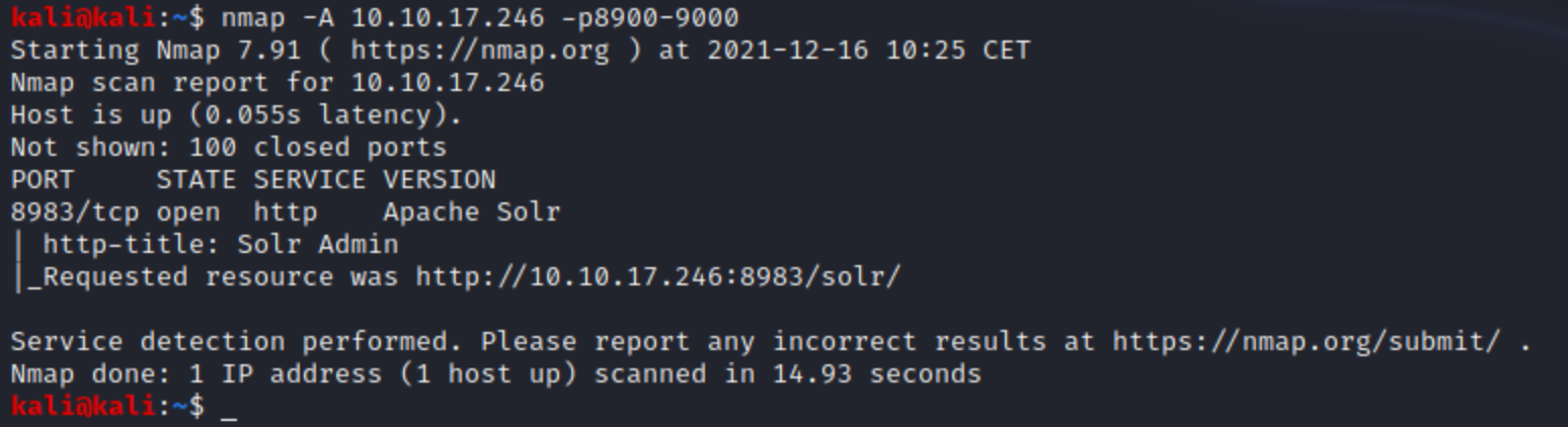 Port scanning on target host